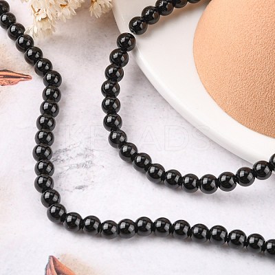 Synthetic Black Stone Beads Strands X-G-G088-6mm-1