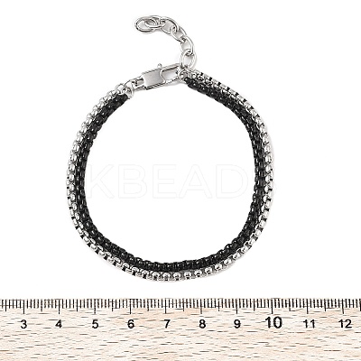 304 Stainless Steel Box Chain Multi-strand Bracelets for Men Women BJEW-Q038-03-1