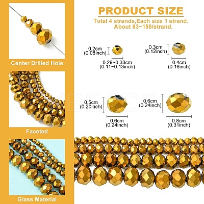 4 Strands 4 Styles Electroplate Transparent Glass Beads Strands EGLA-YW0001-84A-1