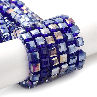 Electroplate Glass Beads Strands EGLA-D018-8x8mm-67-1