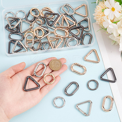 54Pcs 9 Styles Alloy Spring Gate Rings FIND-GO0002-54-1
