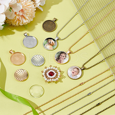 DIY Iron Ball Necklaces & Alloy Finger Ring Brooch Making Kits DIY-GA0008-14-1