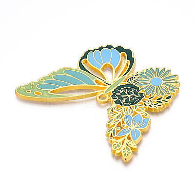 Rack Plating Alloy Enamel Big Pendants ENAM-N056-396C-G-1