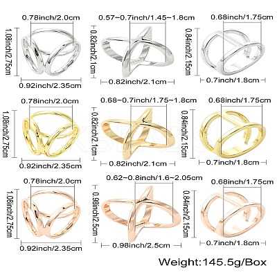 18Pcs 9 Styles Alloy Scarf Ring Buckle for Women Lady Girls AJEW-CJ0001-36-1