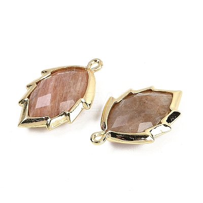 Natural Sunstone Faceted Leaf Pendants G-I375-04G-07-1