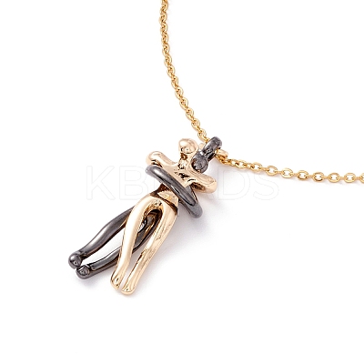 Hugging Human Infinity Love Pendant Necklace for Valentine's Day NJEW-C005-01G-1