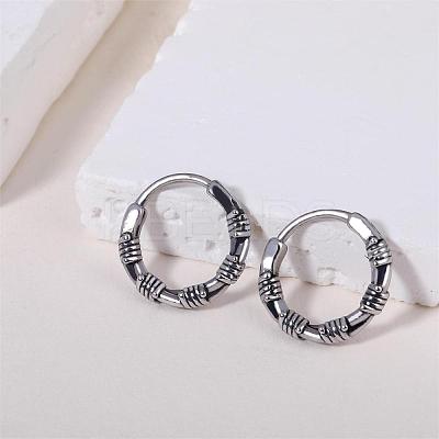 316 Stainless Steel Thorns Hoop Earrings for Men Women EJEW-SZ0001-96-1