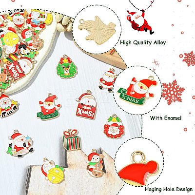 30Pcs 15 Styles Christmas Music Theme Alloy Enamel Pendants FIND-CJ0002-53-1