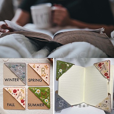 4Pcs Letter Personalized Hand Embroidered Corner Bookmarks JX587A-1