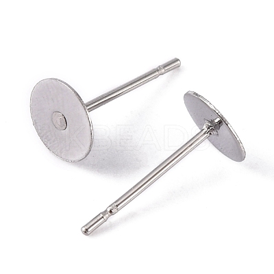 Tarnish Resistant 304 Stainless Steel Flat Round Blank Peg Stud Earring Findings X-STAS-S028-25-1
