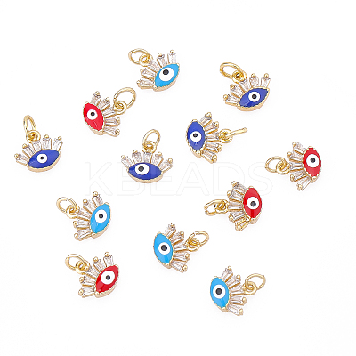 12Pcs 3 Colors Brass Micro Pave Cubic Zirconia Pendants ZIRC-AR0001-12-1
