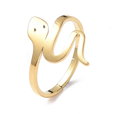 Ion Plating(IP) 304 Stainless Steel Snake Adjustable Ring for Women RJEW-I097-06G-1