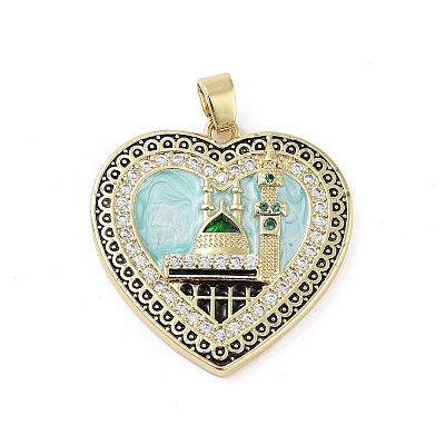 Rack Plating Brass Micro Pave Clear Cubic Zirconia Pendants KK-H474-24A-03G-1