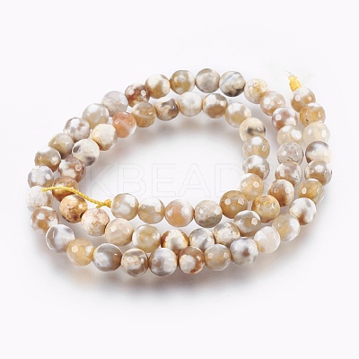Faceted Round Natural Fire Crackle Agate Beads Strands G-E302-073-6mm-1