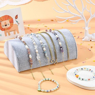 Wooden Half Round Jewelry Bracelet Displays BDIS-L001-07C-1