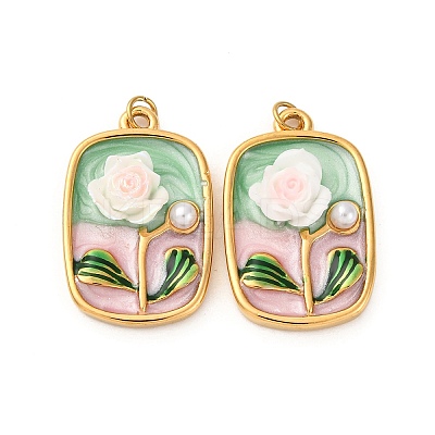 304 Stainless Steel Enamel Pendants STAS-U061-45G-1