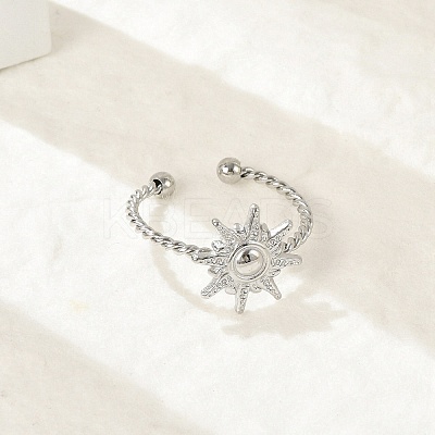 Sun 304 Stainless Steel Open Cuff Rings for Women LS-RJEW-G338-13P-1