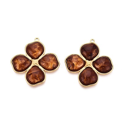 304 Stainless Steel and Resin Pendants STAS-T068-106B-G-1