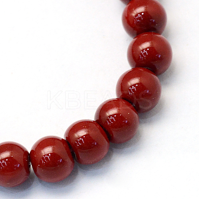 Baking Paint Pearlized Glass Pearl Round Bead Strands X-HY-Q003-6mm-35-1