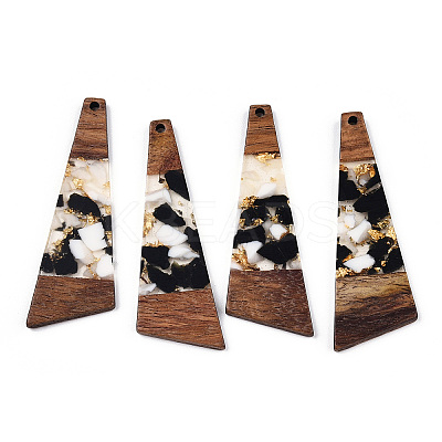 Transparent Resin & Walnut Wood Big Pendants RESI-TAC0017-71-A01-1