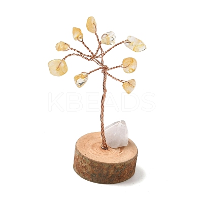 Natural Citrine Chips Tree of Life Decorations DJEW-P022-02A-01-1