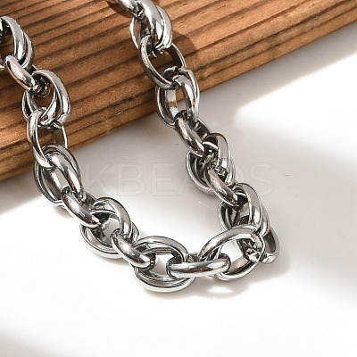 304 Stainless Steel Oval Link Chains Bracelets for Men & Women BJEW-D042-35P-1