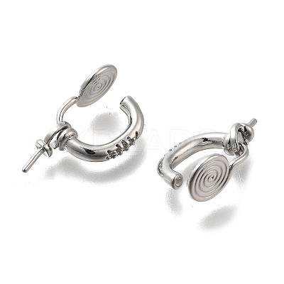 Brass with Cubic Zirconia Ear Cuff Findings KK-Q048-22P-1