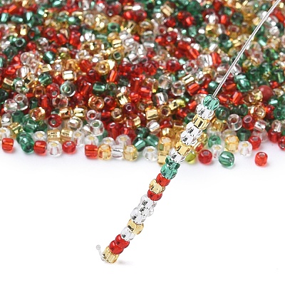 4 Colors Christmas 8/0 Glass Round Seed Beads SEED-X0058-01A-1