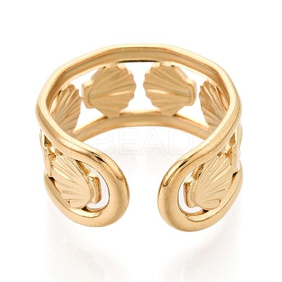 Ion Plating(IP) 304 Stainless Steel Cuff Rings for Women RJEW-N052-06G-1