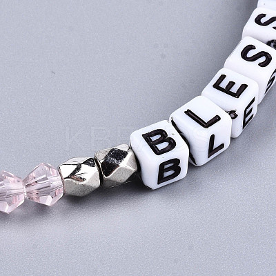 Faceted Bicone Glass Beads Stretch Bracelets BJEW-T016-01E-1