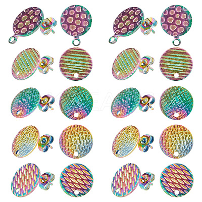 40Pcs 5 Style 304 Stainless Steel Stud Earring Findings STAS-DC0011-79-1