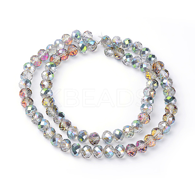 Electroplate Glass Faceted Rondelle Beads Strands EGLA-D020-10x8mm-15-1