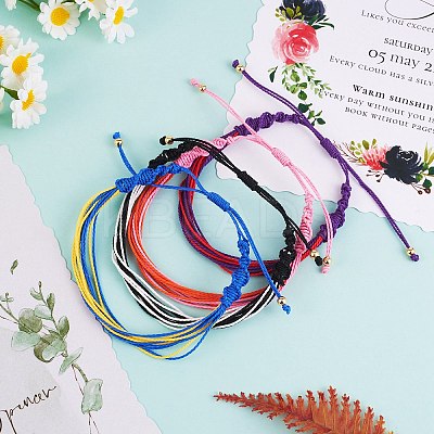 Two Tone Waxed Polyester Braided String Bracelet BJEW-SW00026-1