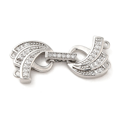 Rack Plating Brass Micro Pave Clear Cubic Zirconia Fold Over Clasps KK-H447-15P-1