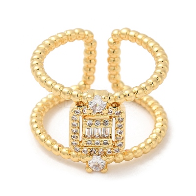 Rack Plating Brass Hollow Cuff Rings RJEW-D008-21G-1