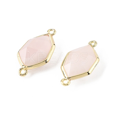 Natural Rose Quartz Faceted Connector Charms G-H323-05G-04-1
