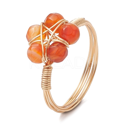 4Pcs 4 Style Natural Mixed Gemstone Star Finger Rings RJEW-TA00086-1
