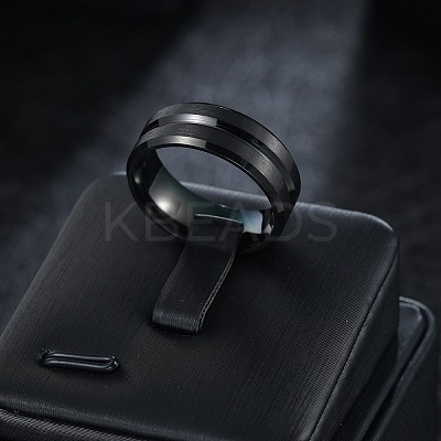 Grooved 201 Stainless Steel Finger Rings for Men WG2ADDA-27-1