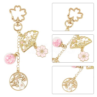 4Pcs 4 Styles Alloy Enamel Pendant Keychains HJEW-FS00052-1