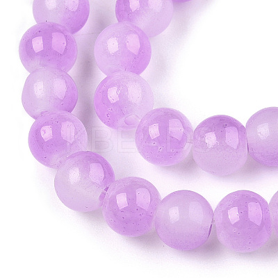 Baking Paint Imitation Jade Glass Round Bead Strands DGLA-N003-8mm-05-1