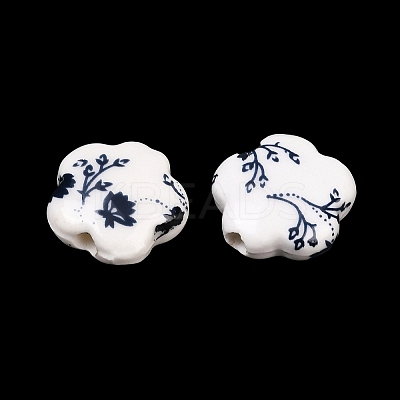 Floral Printed Porcelain Beads PORC-Q166-1-1