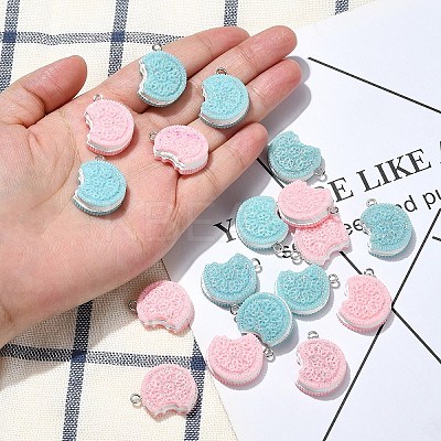 20Pcs 2 Colors Opaque Resin Glitter Imitation Food Pendants RESI-YW0001-63-1
