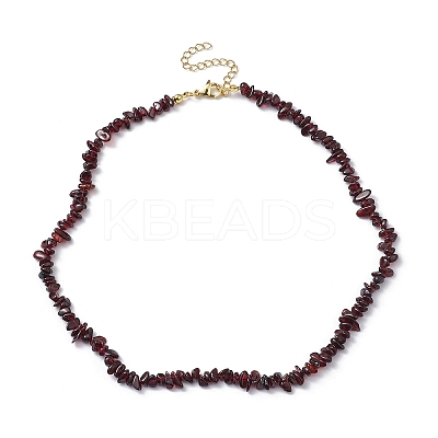 Natural Garnet Chip Beaded Necklace NJEW-JN04616-09-1