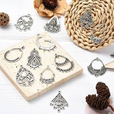 40Pcs 10 Styles Tibetan Style Retro Zinc Alloy Connector Charms FIND-CJ0003-60-1