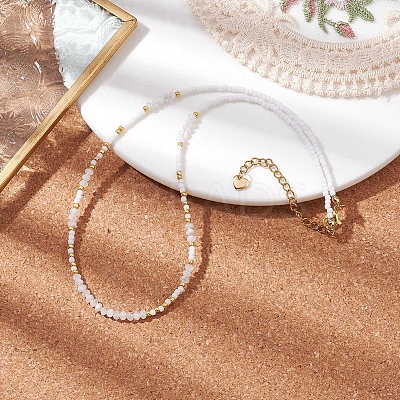 Bohemian Style Natural Rainbow Moonstone Beaded Necklaces NJEW-JN04658-01-1