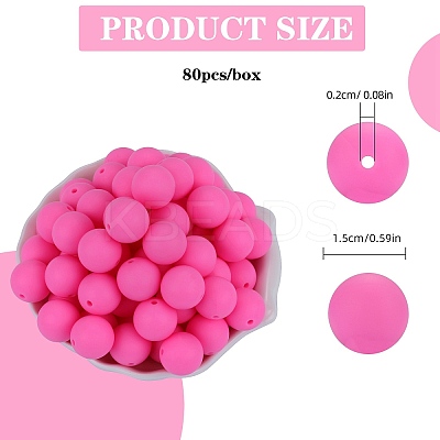 80Pcs Round Silicone Focal Beads SIL-SZ0001-24-34-1
