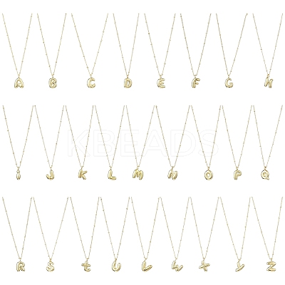1Pc Initial Letter Brass Pendant Necklaces NJEW-YW0001-24M-1