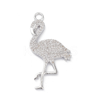 Rack Plating Brass Micro Pave Clear Cubic Zirconia Bird Pendants KK-L155-67P-1