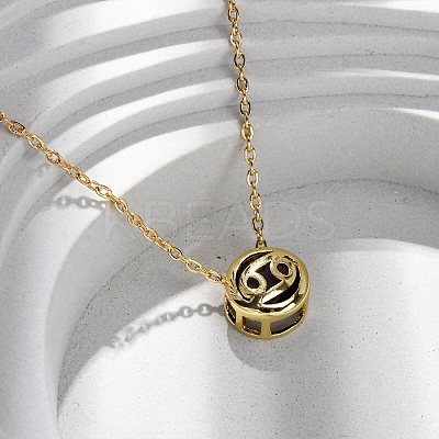 Brass Pave Cubic Zirconia Birth Stone Constellation Pendant Cable Chain Necklaces NJEW-D334-01G-12-1