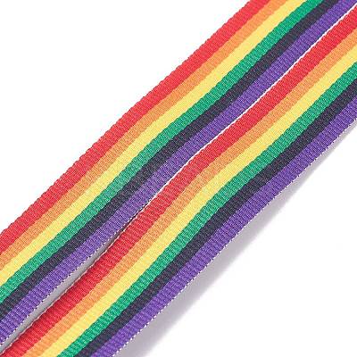 (Defective Closeout Sale: Oxydic Iron Clasp)Polyester Ribbon Name Card Holder Lanyard AJEW-XCP0001-64-1
